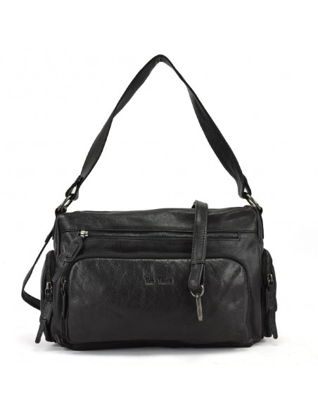 Bossa d'espatlla en pell de color negre The Twins - Open