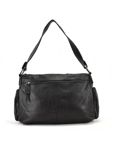 Bolso de hombro en piel de color negro The Twins - Open
