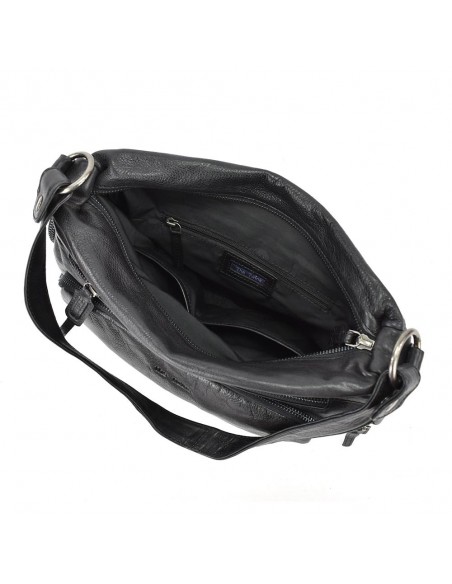 Bossa d'espatlla en pell de color negre The Twins - Open