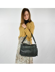 Bolsa de ombro em pele verde The Twins - Open 2