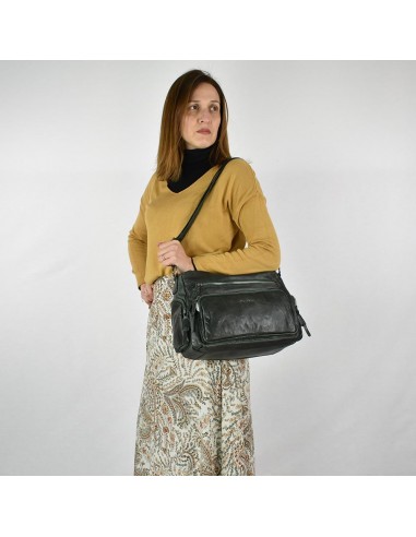 Bossa d'espatlla en pell de color verd The Twins - Open