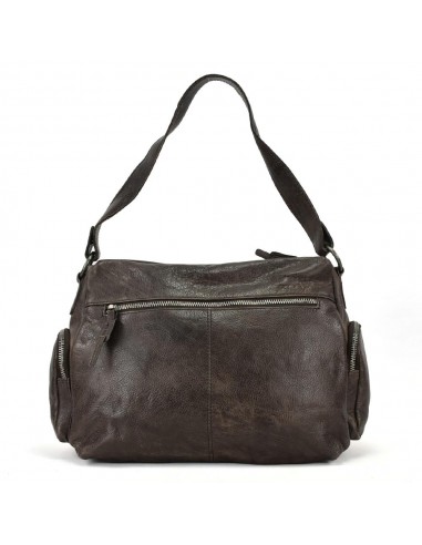 Bolso de hombro en piel marrón The Twins - Open