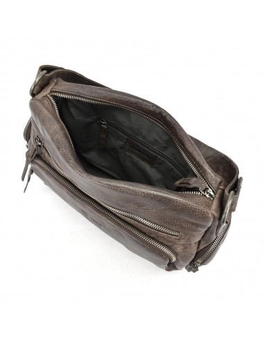 Bolso de hombro en piel marrón The Twins - Open