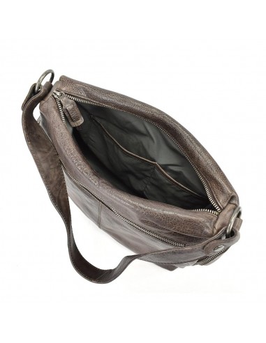 Bolso de hombro en piel marrón The Twins - Open