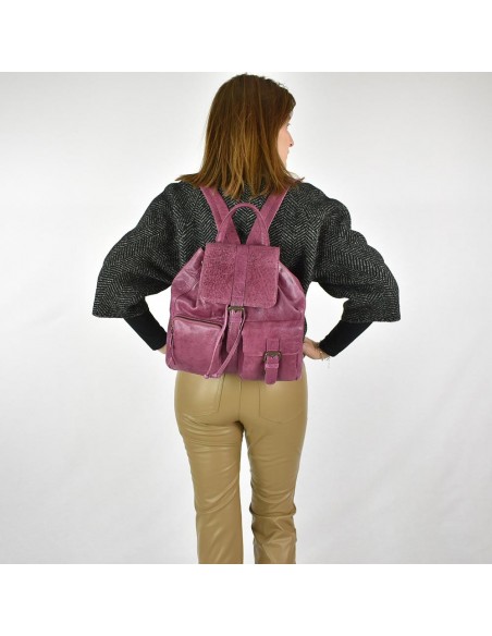 Mochila grande en piel color violeta The Twins - Bego