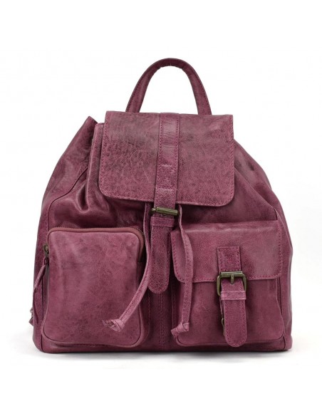 Motxilla gran en pell color violeta The Twins - Bego