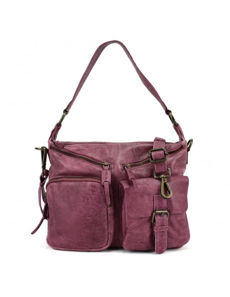 Bolso de hombro en piel color violeta The Twins - Bego