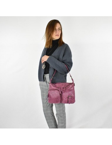Bolso de hombro en piel color violeta The Twins - Bego