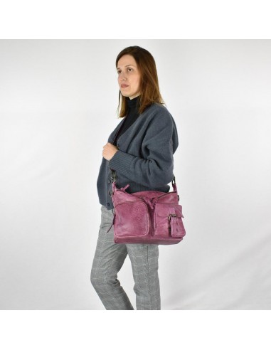 Bolso de hombro en piel color violeta The Twins - Bego