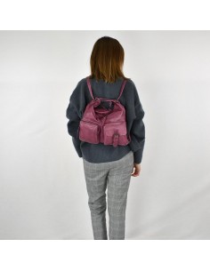 Bossa Motxilla pla en pell de color violeta The Twins - Bego