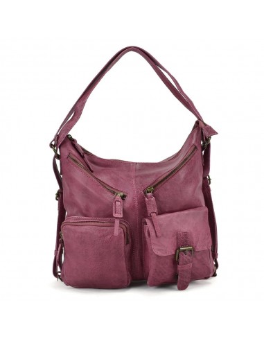 Bolso Mochila plano en piel de color violeta The Twins - Bego