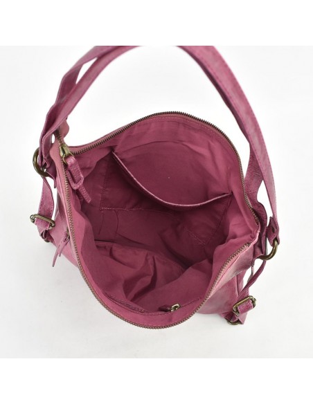 Bolso Mochila plano en piel de color violeta The Twins - Bego