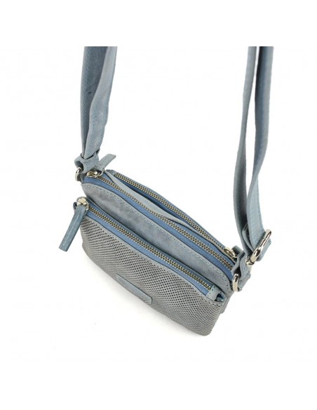 Bandolera petita en pell blava The Twins - Punts