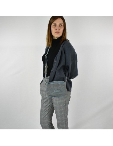 Bandolera petita en pell blava The Twins - Punts