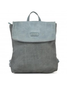 Motxilla plana amb solapa en pell blava The Twins - Punts 2