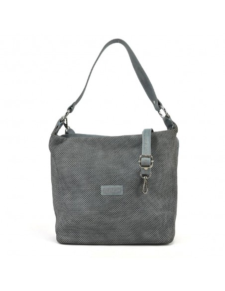 Bolso de hombro con asa extraíble en piel azul The Twins - Puntos