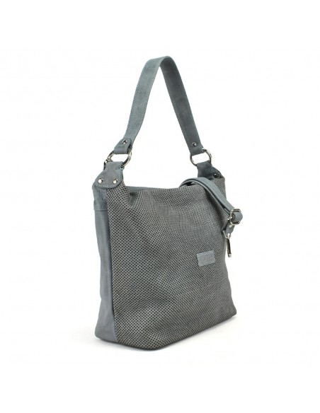 Bolsa de ombro em pele azul com pega amovível The Twins - Pontos