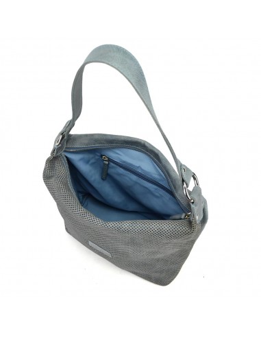 Bolso de hombro con asa extraíble en piel azul The Twins - Puntos