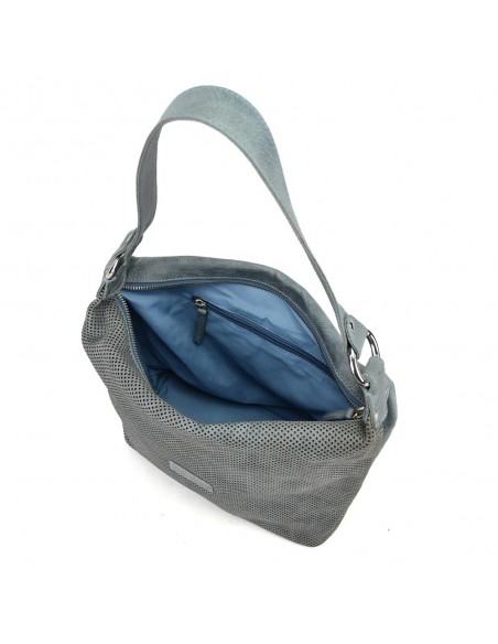 Bolso de hombro con asa extraíble en piel azul The Twins - Puntos