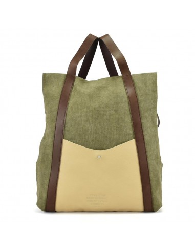 Mochila antirrobo de lona caqui y piel Cuirots