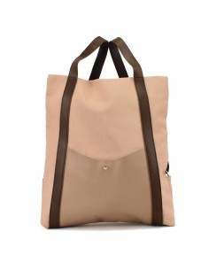 Mochila antifurto cor-de-rosa pálido em lona e couro Cuirots