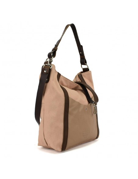 Bossa Hobo en lona rosa pal i pell amb nansa extraïble Cuirots - Canvas