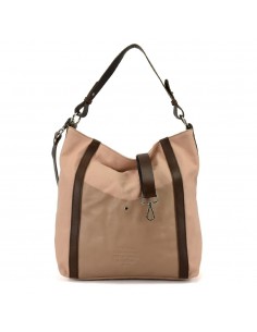 Bossa Hobo en lona rosa pal i pell amb nansa extraïble Cuirots - Canvas