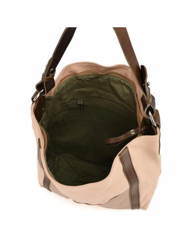 Mala Hobo em lona rosa pálido e couro com pega removível Cuirots - Canvas