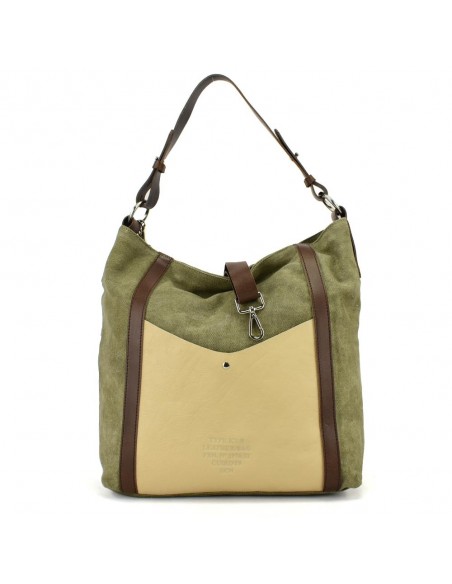 Hobo bag caqui con asa extraíble Cuirots - Canvas
