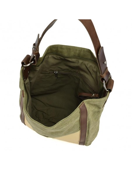 Hobo bag caqui con asa extraíble Cuirots - Canvas