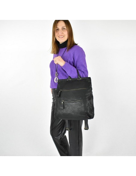 Mochila grande de piel negra Cuirots - Australia