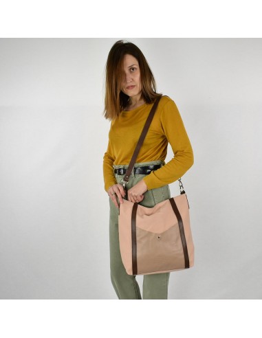 Bossa Hobo en lona rosa pal i pell amb nansa extraïble Cuirots - Canvas