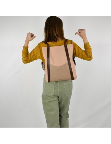 Mochila antirrobo rosa palo de lona y piel Cuirots