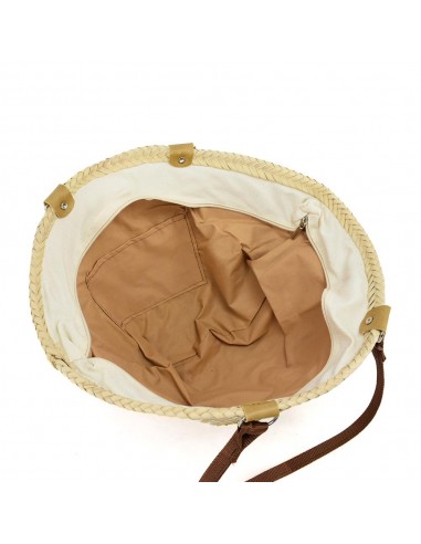 Bolsa de palma natural com estampado animal print bege - Kbas