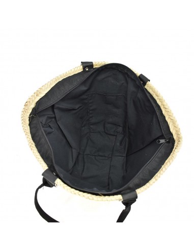 Bossa de palmell natural amb estampat animal print negre- Kbas