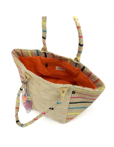 Bossa tote de platja amb jute i cotó multicolor - Kbas