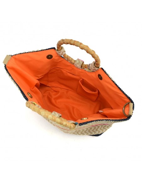 Bolso de mano multicolor yute y algodón - Kbas