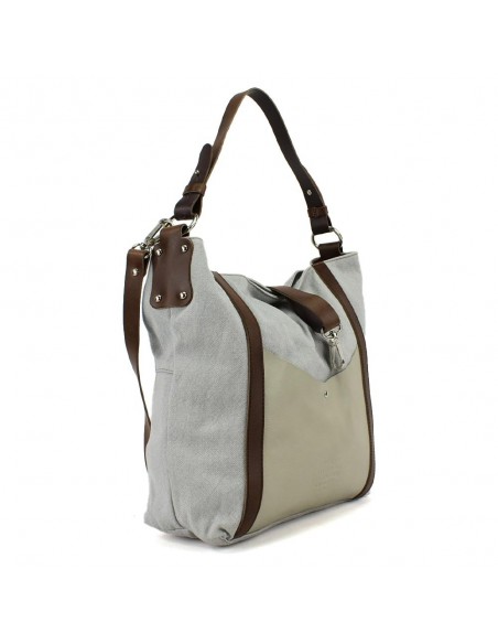 Hobo bag gris con asa extraïble Cuirots - Canvas