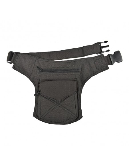 Bolsa de cintura castanha com traços e fecho de clique - Stitching