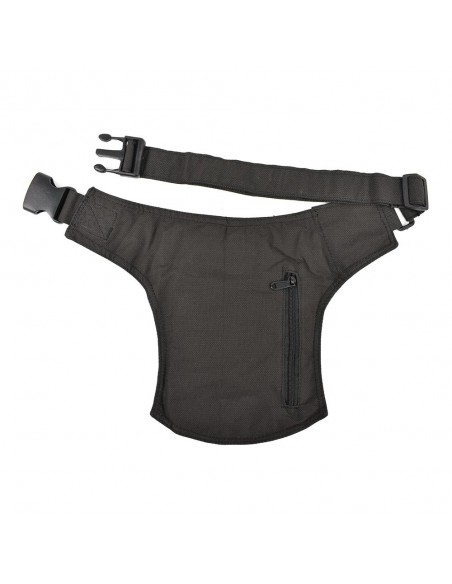 Bolsa de cintura castanha com traços e fecho de clique - Stitching