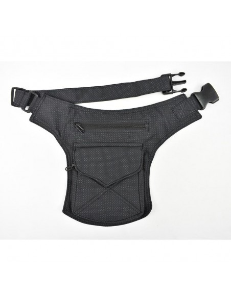 Bolsa de cintura preta com vírgula e fecho de clique - Stitching