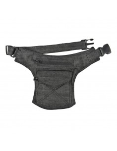 Bolsa de cintura de ganga preta com fecho de clique - Stitching