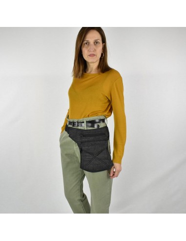 Riñonera jeans negra con cierre click - Stitching