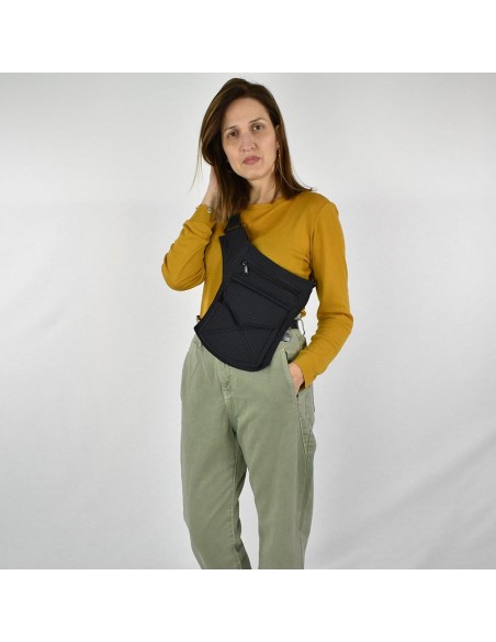 Riñonera rombos con cierre click - Stitching