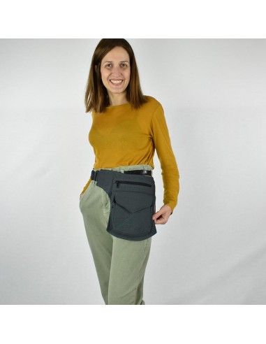 Riñonera gris con cierre click - Stitching