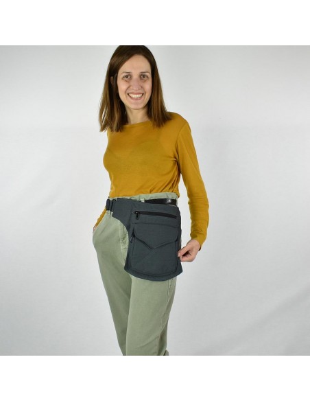 Ronyonera grisa amb tancament clic - Stitching