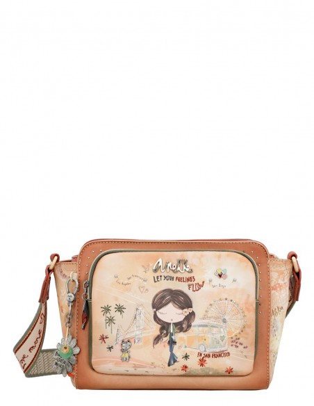 Bandolera Rectangular Anekke - Peace & Love Camel