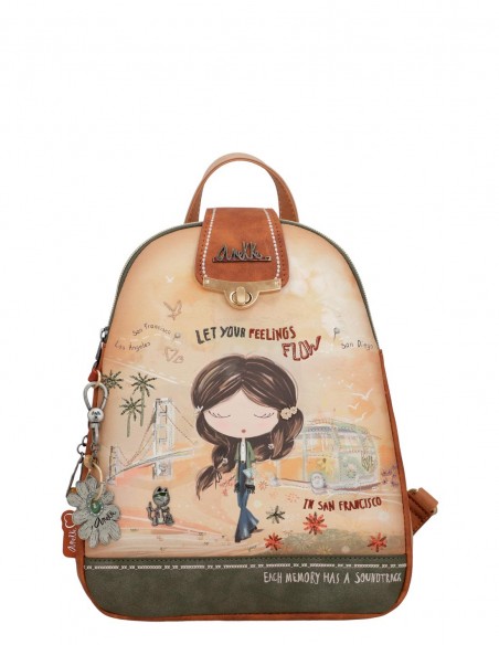 Mochila Tiracolo Compartimento Triplo Anekke - Peace & Love Camel