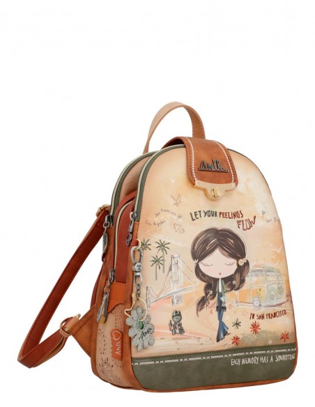 Motxilla Triple Compartiment Anekke - Peace & Love Camel