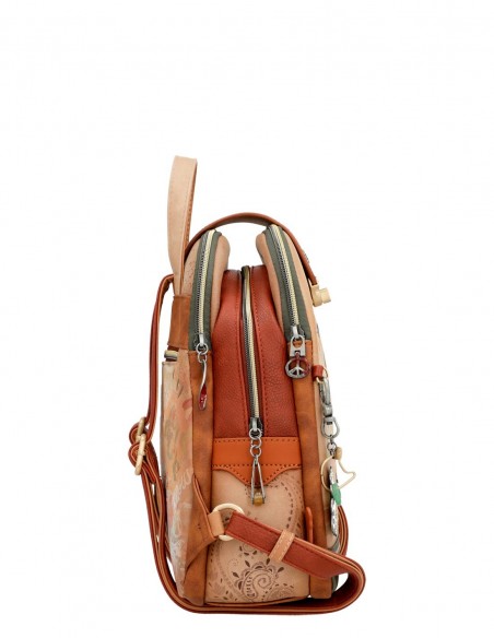 Mochila Tiracolo Compartimento Triplo Anekke - Peace & Love Camel